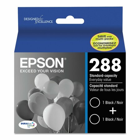 EPSON T288120D2 (288) DURABrite Ultra Ink, Black, PK2 T288120D2